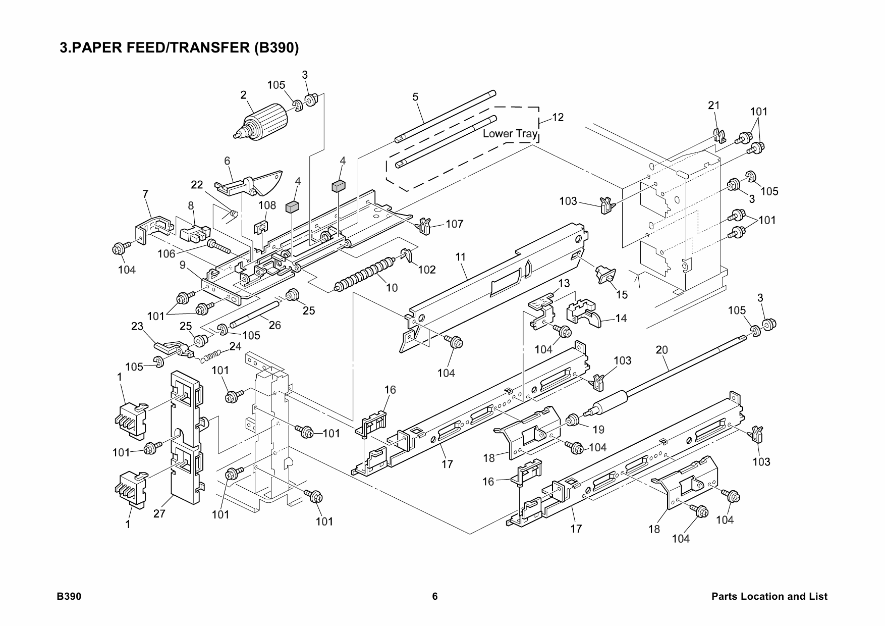 RICOH Options B390 PAPER-TRAY-UNIT Parts Catalog PDF download-3